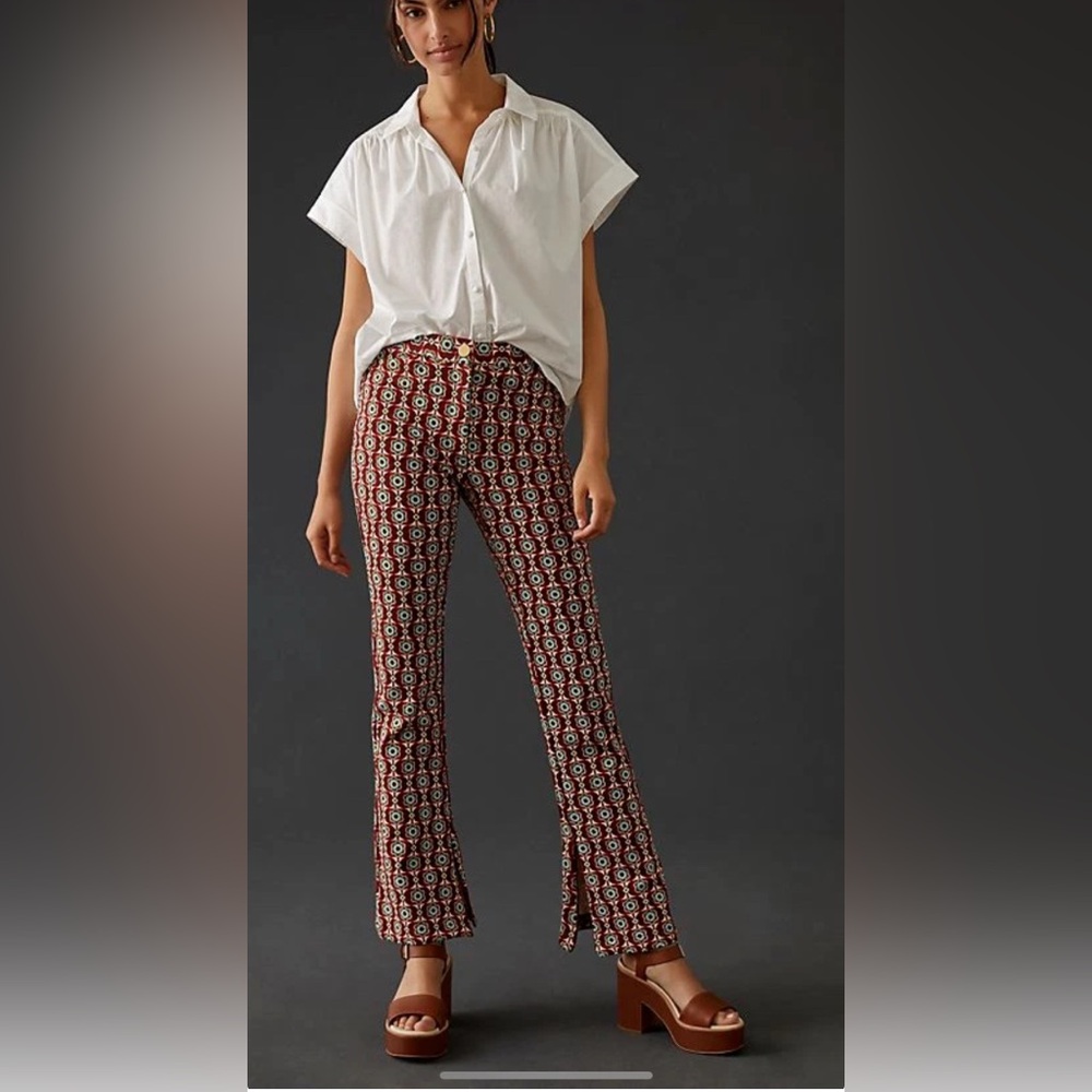 Anthropologie Maeve Mid-Rise Flare Stretch Pants Size 6 Mod NWOT - Picture 6 of 10